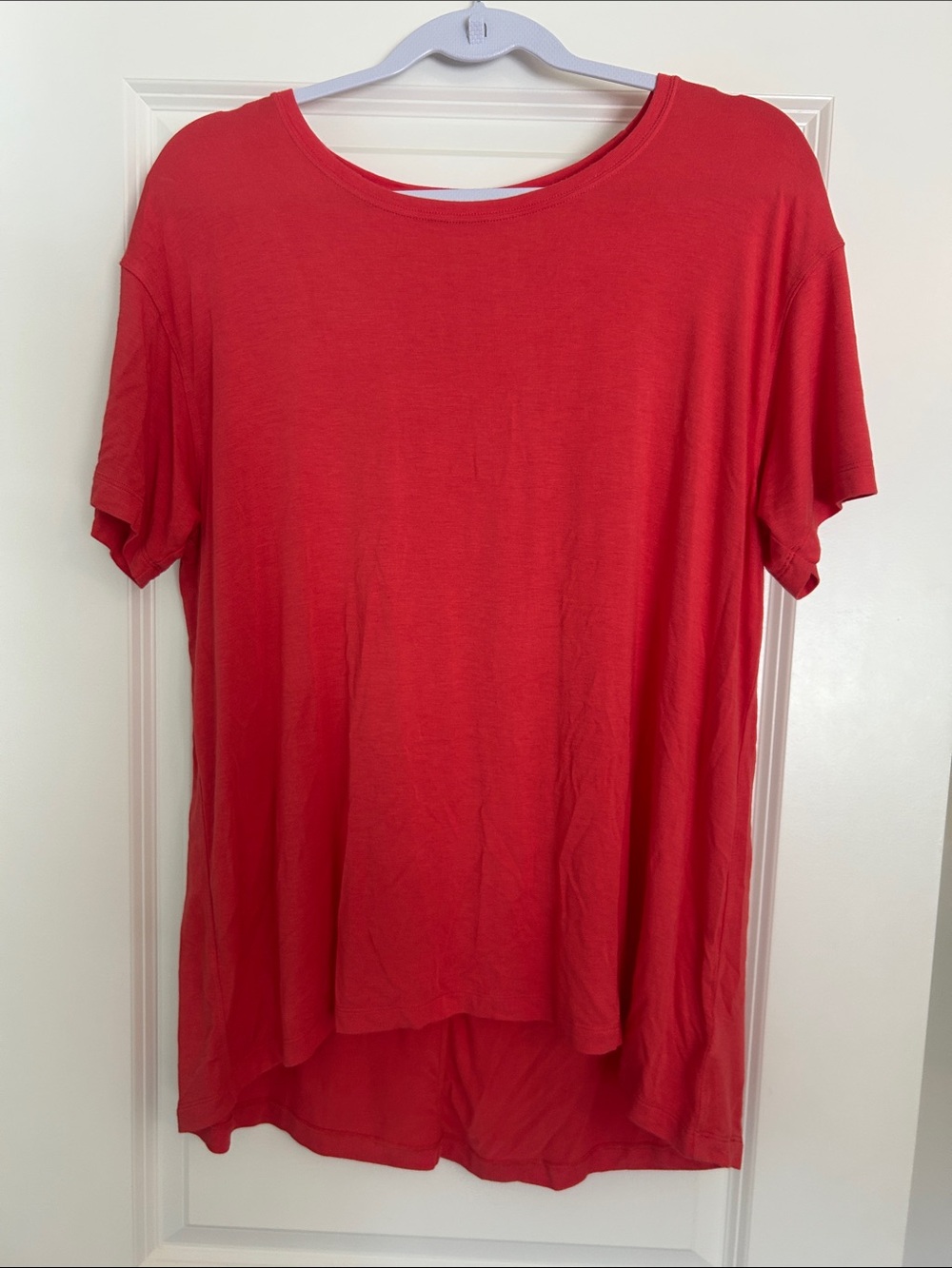 American Eagle Outfitters Coral-Red Short Sleeve Crewneck Soft & Sexy Tee